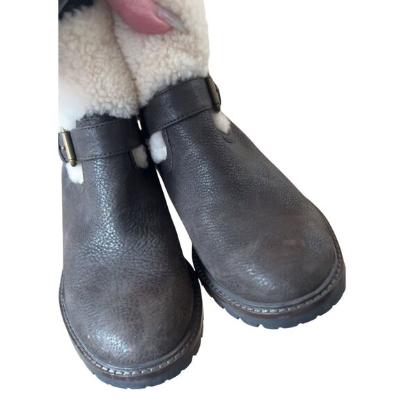 Coach "Gabriella" Winter Chestnut Leather boot lug sole shearling ankle size 7 - Picture 8 of 11